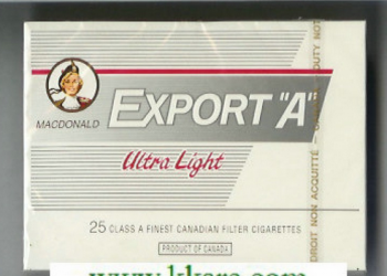 Export \'A\' Macdonald Ultra Light 25s white cigarettes 10 cartons