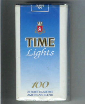 Time Lights 100 American Blend cigarettes blue and white