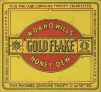 Gold Flake W.D. & H.O. Wills' Honey Dew. 10 cartons