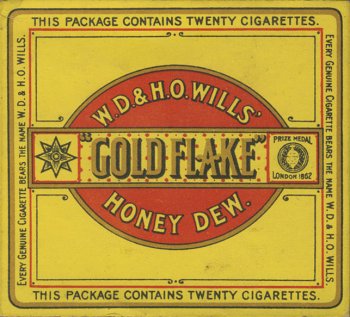 Gold Flake W.D. & H.O. Wills\' Honey Dew. 10 cartons