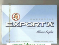 Export 'A' Macdonald Ultra Light 25s cigarettes 10 cartons