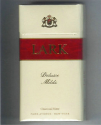 Lark Deluxe Milds 100s Charcoal Filter white and red cigarettes