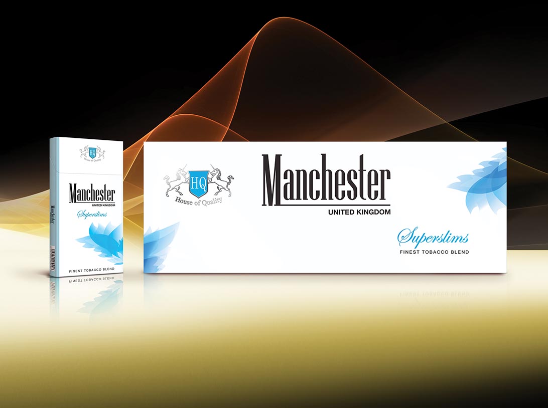 Manchester Superslims blue cigarettes 10 cartons - Click Image to Close