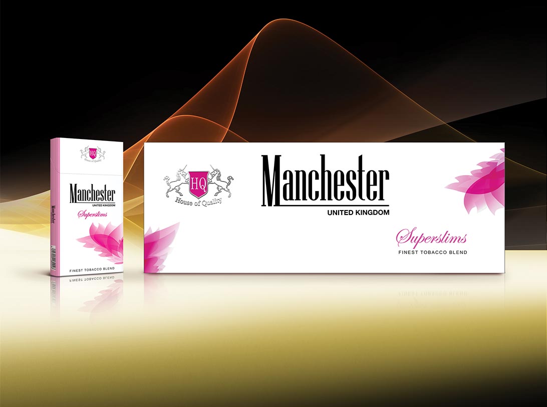 Manchester Superslims Pink cigarettes 10 cartons - Click Image to Close