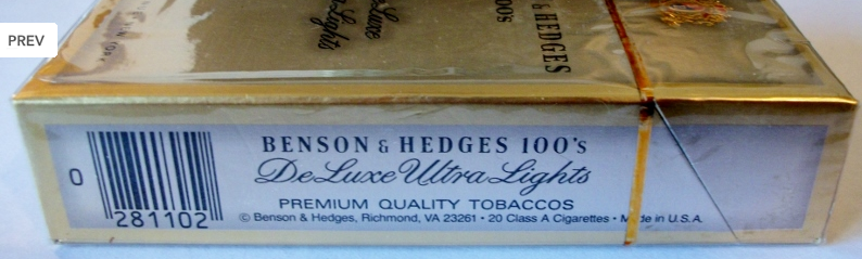Benson & Hedges 100’s DeLuxe Ultra Lights cigarettes 10 cartons