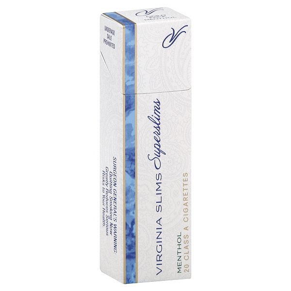 Virginia Slims Superslims Menthol Gold Pack Cigarettes 10 carton - Click Image to Close