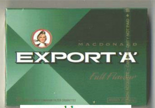 Export 'A' Macdonald Full Flavor 25s cigarettes 10 cartons